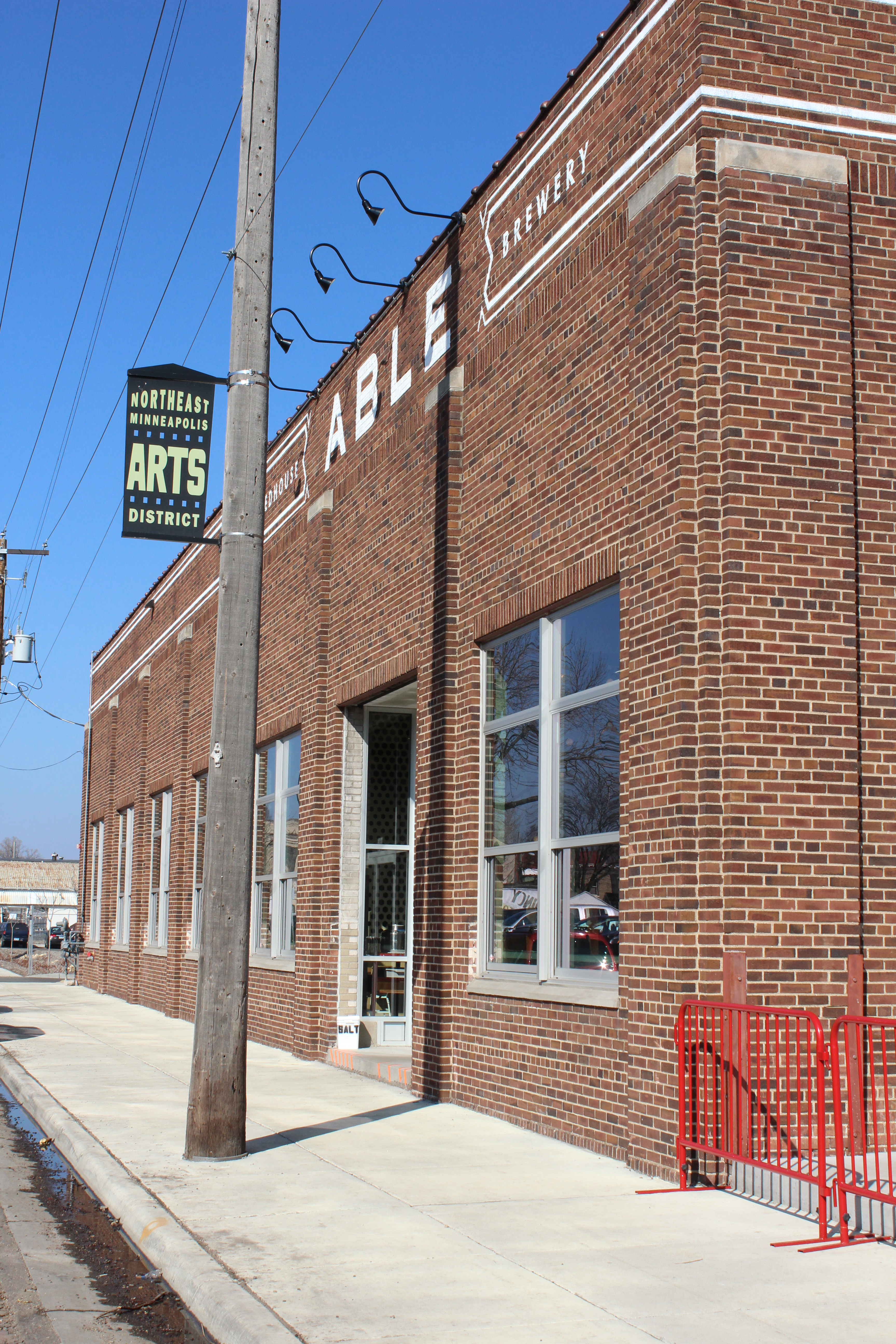 ABLE Brewery storefront and Northeast Minneapolis Arts District signage