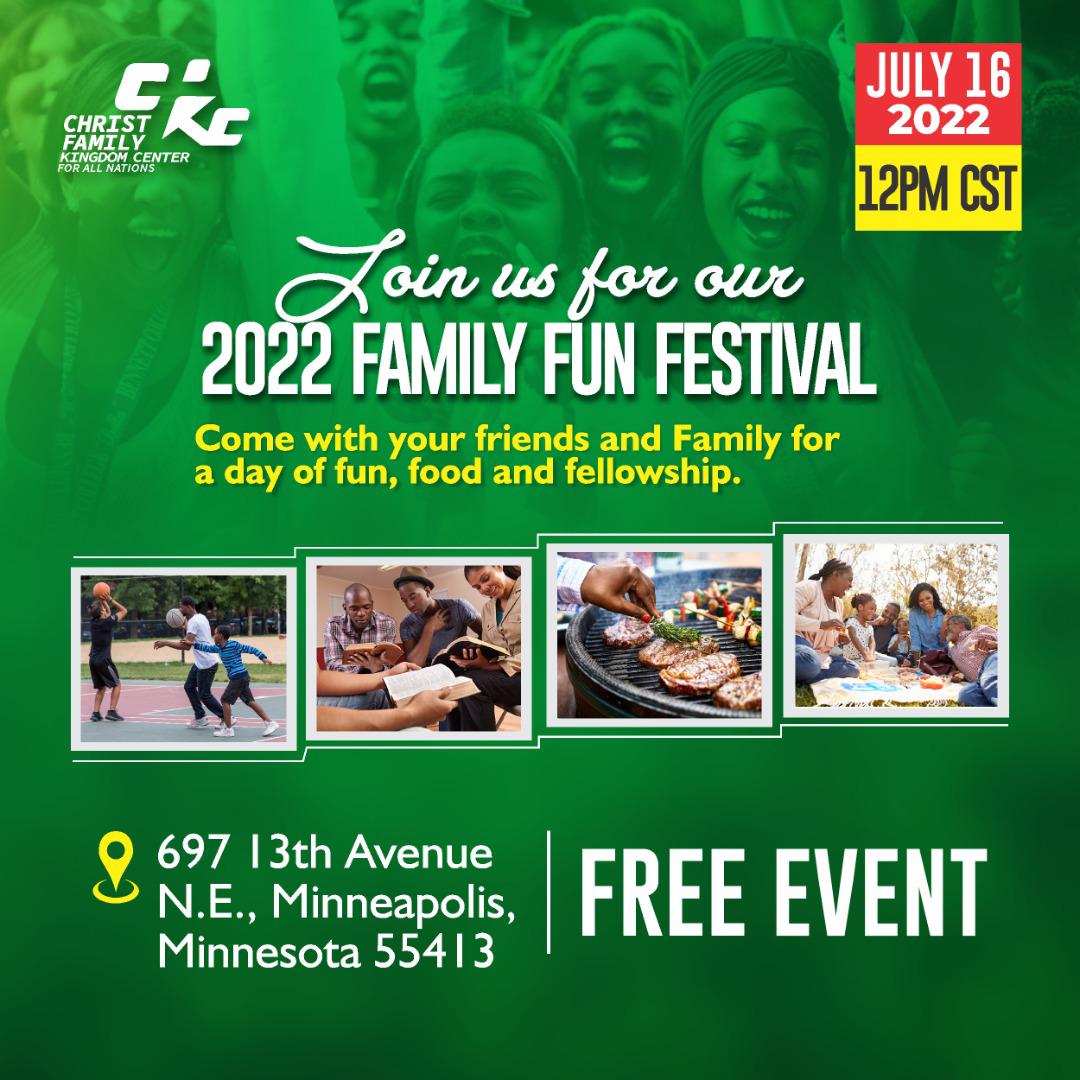 Join the Christ Family Center for their 2022 Family Fun Festival.    Saturday July 16, 2022 at 12pm.  697 13th Ave NE Minneapolis MN 55413 Free 